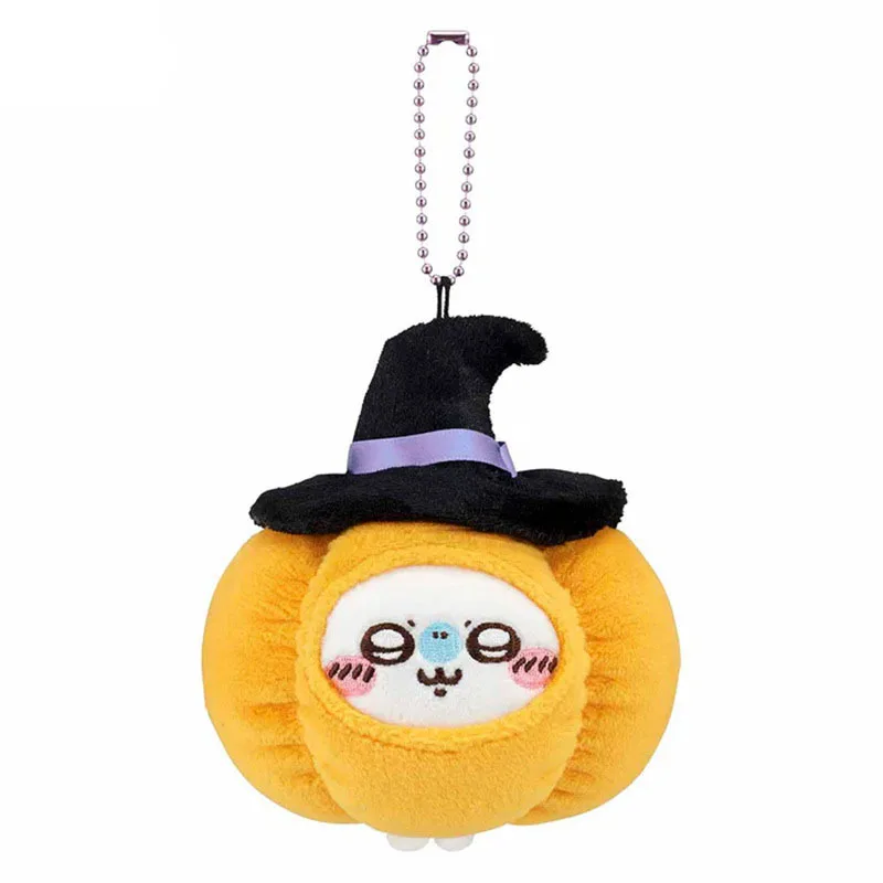 10Cm Chiikawa Momonga Halloween Pumpkin Plush Keychain Cute Plush Toy Anime Cartoon Backpack Pendant Decoration Plush Doll