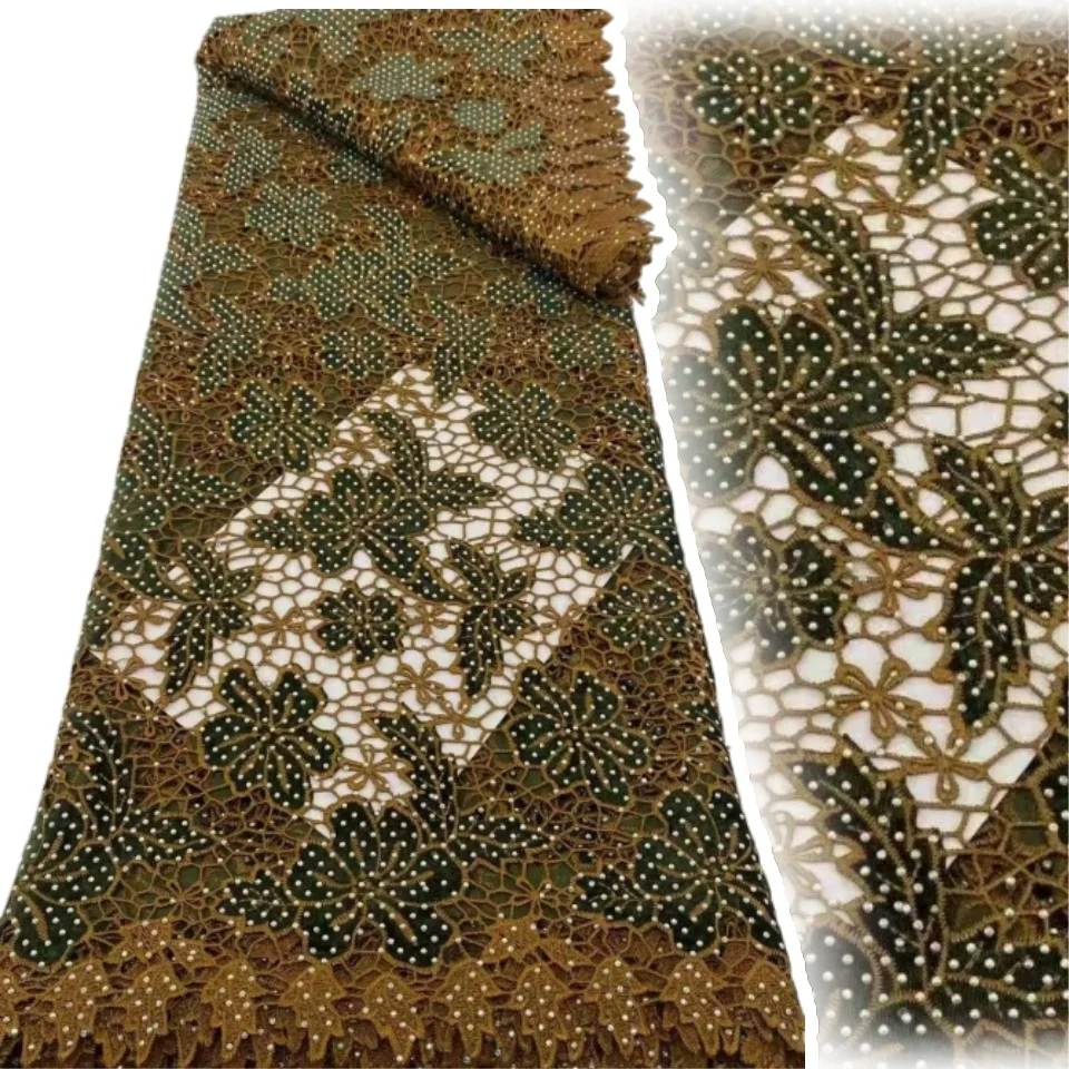 

Новейший африканский гипюровый шнур, кружево с камнями, водорастворимое кружево 2025, высококачественная нигерийская кружевная ткань для шитья платья TP1749