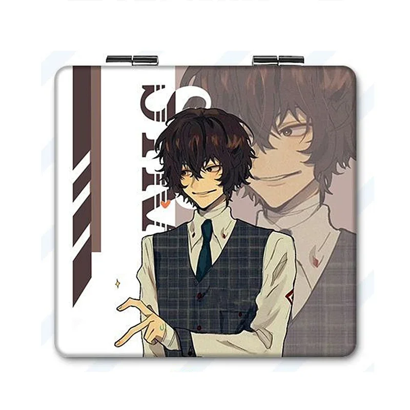 7 × 6 سم Bungo Bungou Stray Dogs، مرآة مكياج قابلة للطي على الوجهين، أنيمي لطيف، سفر محمول، صغير، بنات، مكبرة، مربعة