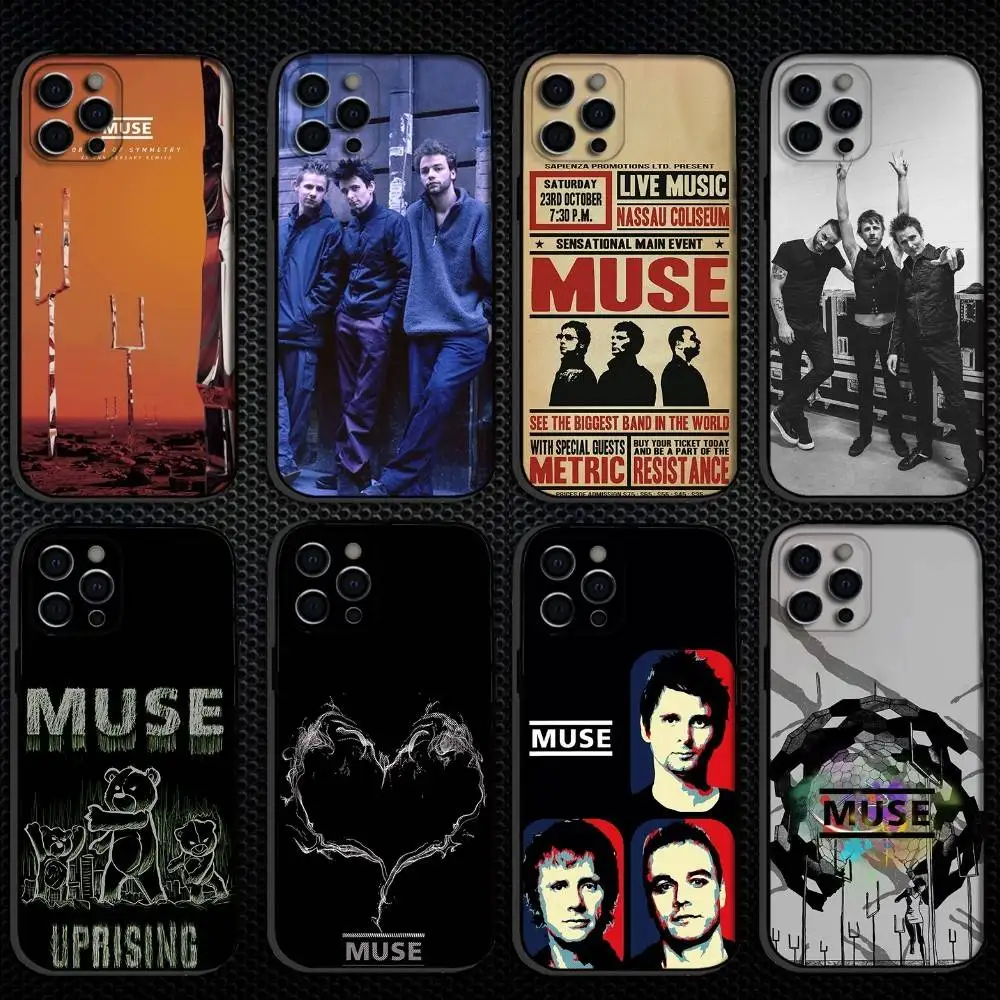 

M-MUSE Band Phone Case For iPhone 16,15,14,13,12,11 Plus,Pro Max, Others Soft Black Cover
