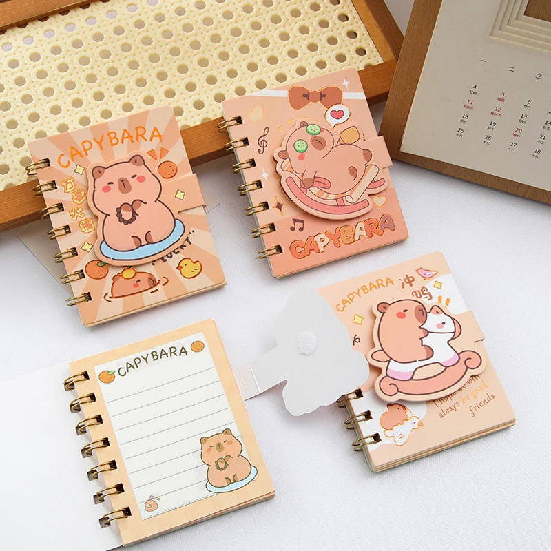 1Pcs Kawaii A7 Coil Notebook Cartoon Capybara Mini Notepad Diary Agenda Planner Cute Pocket Coil Notebook Student Stationery