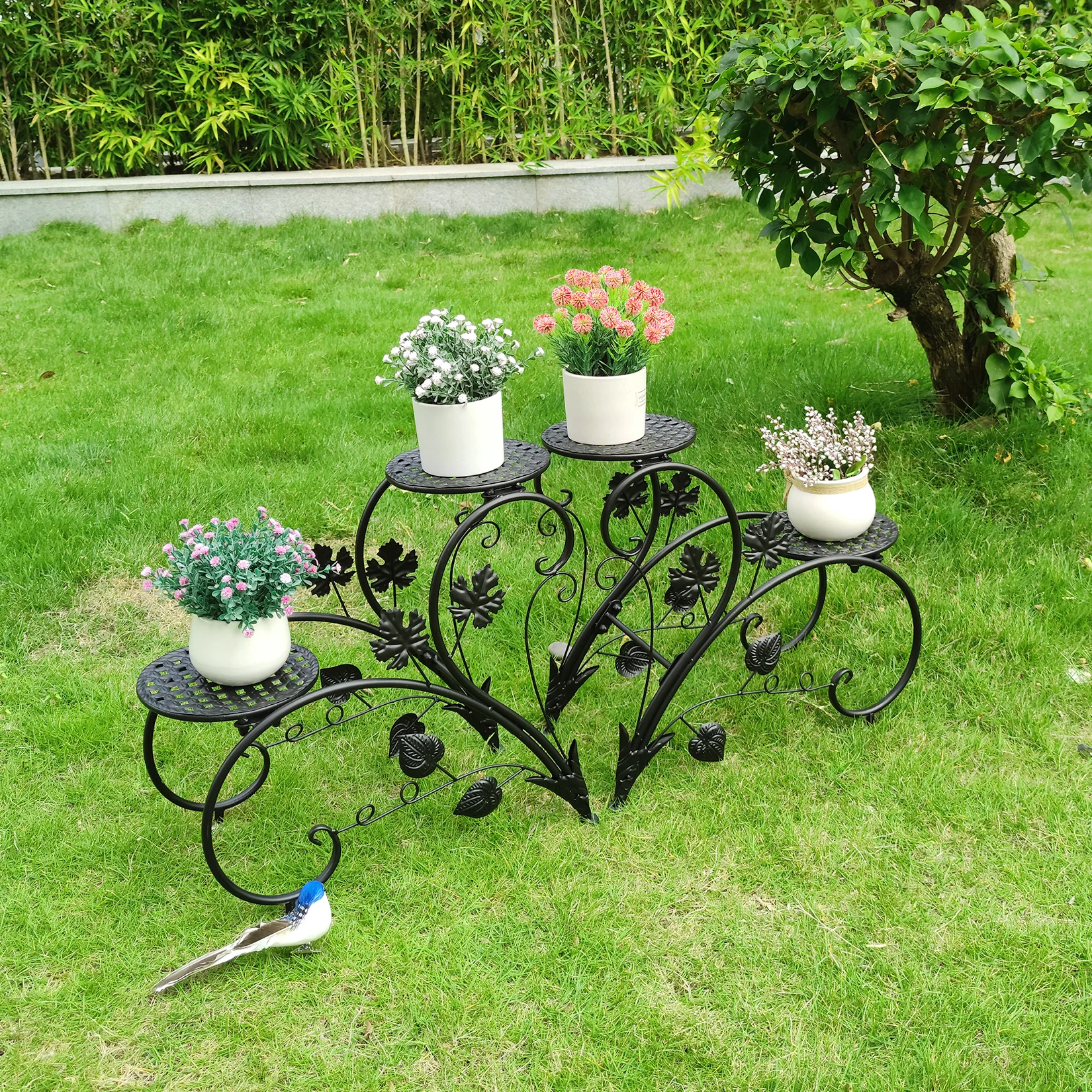 1 Pair of Tall Metal Plant Stands, Elegant Iron Flower Pot Holder Rack for Garden, Patio, Balcony, Living Room Art Display Shelf image 4