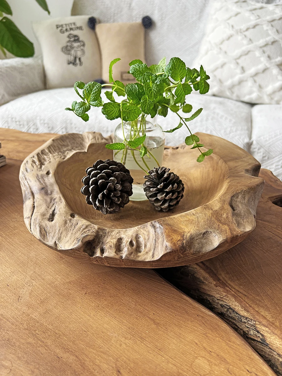 Indonesian teak fruit tray, solid wood fruit tray, quiet wind wooden tray, wooden tray, storage tray, wooden basin