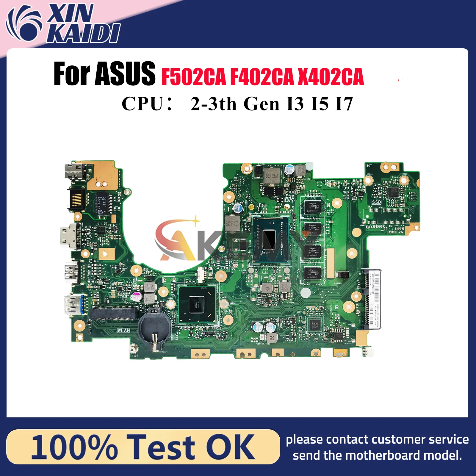 

X402CA Laptop Motherboard For ASUS VivoBook X402CA X402C F502CA F402CA Notebook Mainboard With I3 I5 I7 CPU 100% tests OK stk