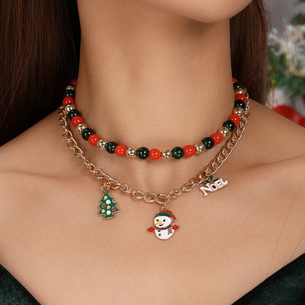 Aihua neue Mode Weihnachten Halskette für Frauen Mädchen Santa Claus Hirsch Glocke Weihnachten Stern Baum Anhänger Halskette Neujahr Geschenke – Detail 16