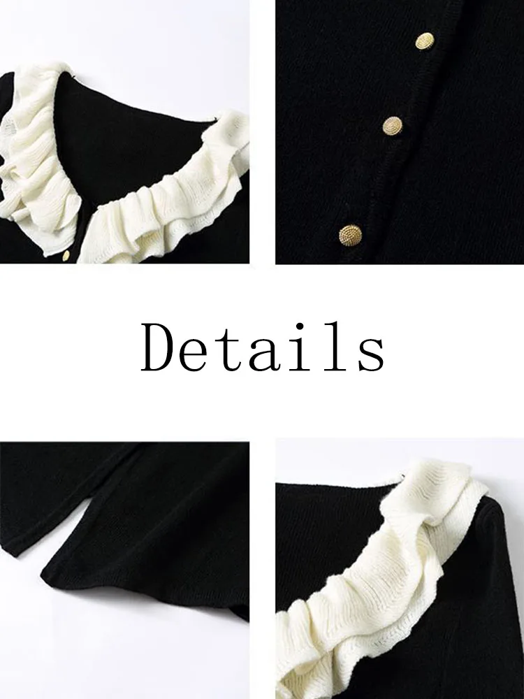 Cardigan Women Retro Design Ruffles Slim Sexy Sweet Elegant All-match Korean Style Sweater Fashion Casual Cropped Autumn Ladies