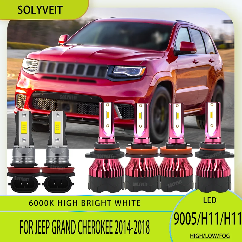 

2/4/6pcs High-Luminosity 9005 H11 H9 Car High Low Fog Lamp Kit Bulb LED Light For Jeep Grand Cherokee 2014 2015 2016 2017 2018