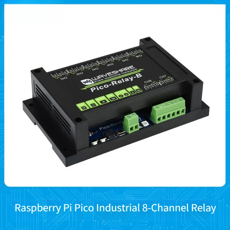 Raspberry Pi Pico Industrial 8 Channel Relay Module USB 5V Optocoupler Isolated DIN Rail Enclosure