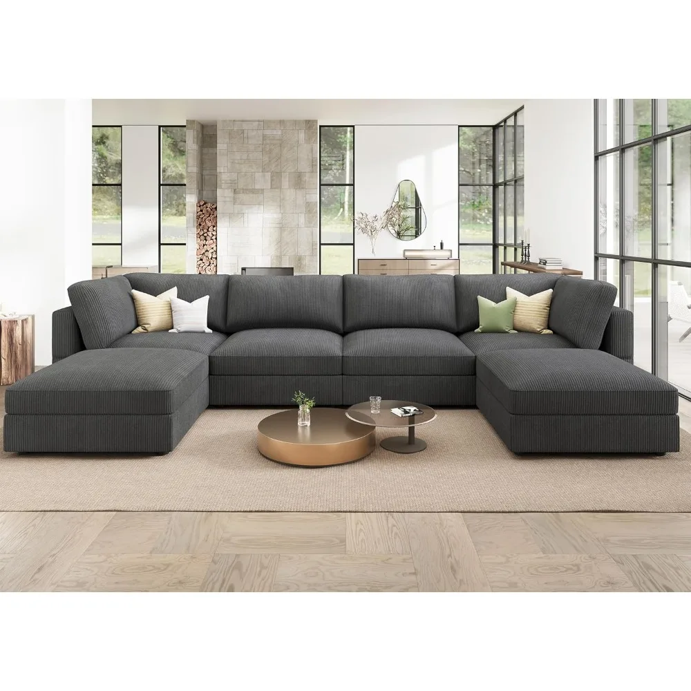 

Modular sectional sofa with storage corduroy sectional sofa with chaise longue U-shaped sectional sofa for living room