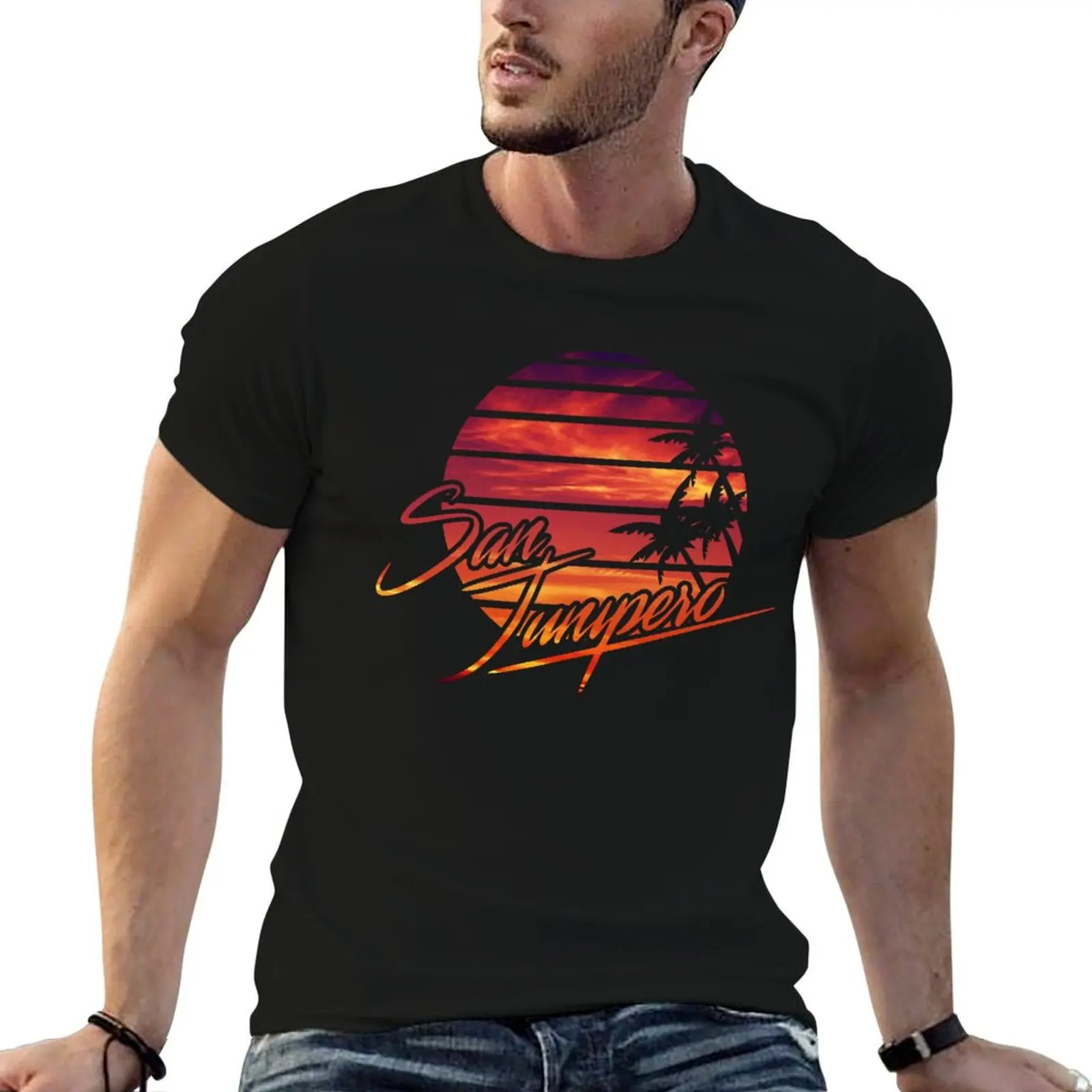 Camiseta Palms San Junipero, paquete de camisetas de algodón, camisetas estampadas para hombre, camisetas gráficas para hombre