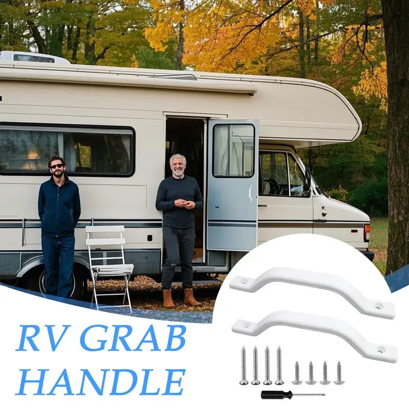 

RV Interior Grab Handle 2X Grab Handles For Trucks Automotive Safety Grip With Screwdriver 8 Screws For Cargo Protection Parts