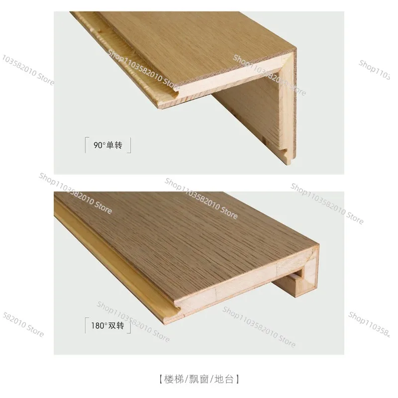 Solid Wood Stair Tread Bending Strip, Corner Bay Window Closing Edge Step Board for Flooring