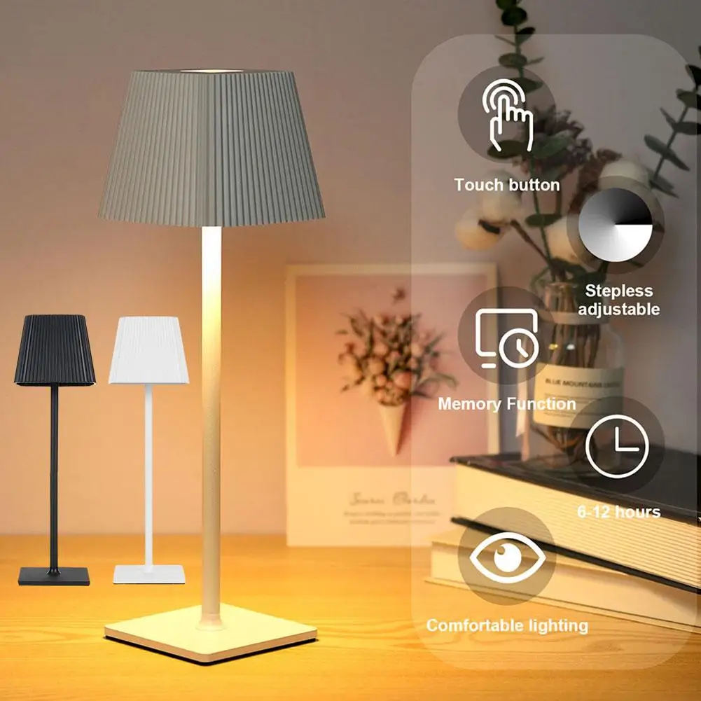 Modern Wireless Table Lamp USB Rechargeable LED Desk Lamp Night Light Stepless Dimming Bedside Lamp For Bedroom Decor R7I0