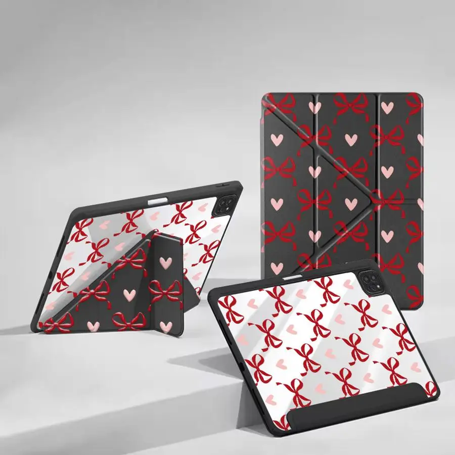 Tablet Case For iPad Mini 6 7 Air 4 5 M3 M2 M4 11inch Pro 11 10 9 8 7 th 12.9inch Pro 2025 Holder Cover Red Bow