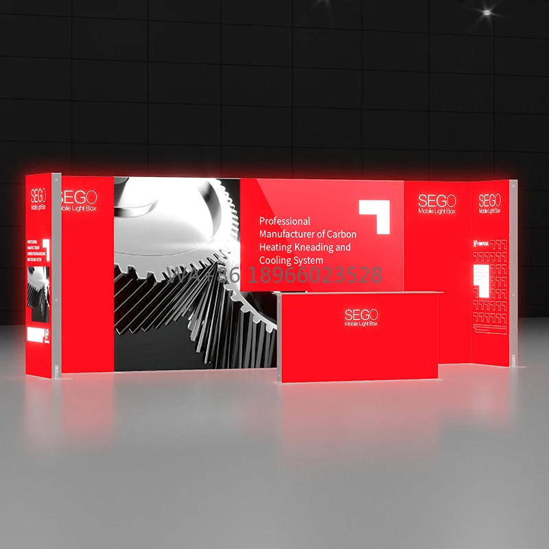 Stand espositivo pop-up leggero per cabina luminosa modulare ultra portatile da 10x20 piedi con valigetta per un facile trasporto al coperto