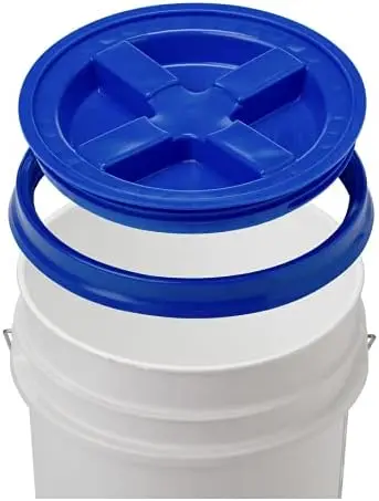 5 Gallon Plastic Bucket Pail Food Grade with Blue Screw on Lid(Pack of 3) Made in USA pails