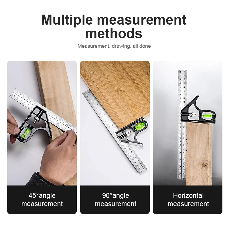 Functional Combination Adjustable Right Angle Ruler and Protractor, Movable Measuring Tool Measuring Instrument