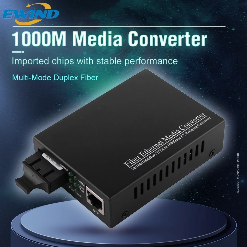 Gigabit Ethernet Fiber Media Converter fiber optic sc multimode Transceiver Dual fiber sc 100/1000M RJ45 to1000Base-LX/up to 2km