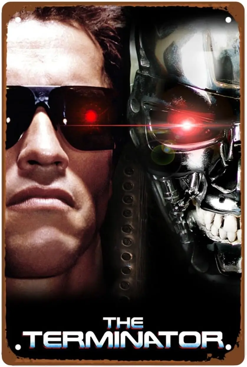 1w,Terminator Judgment Day Movie Man Cave Decor Science Fiction Movie Poster Metal Wall Tin Sign Retro Gift Vintage Decorations