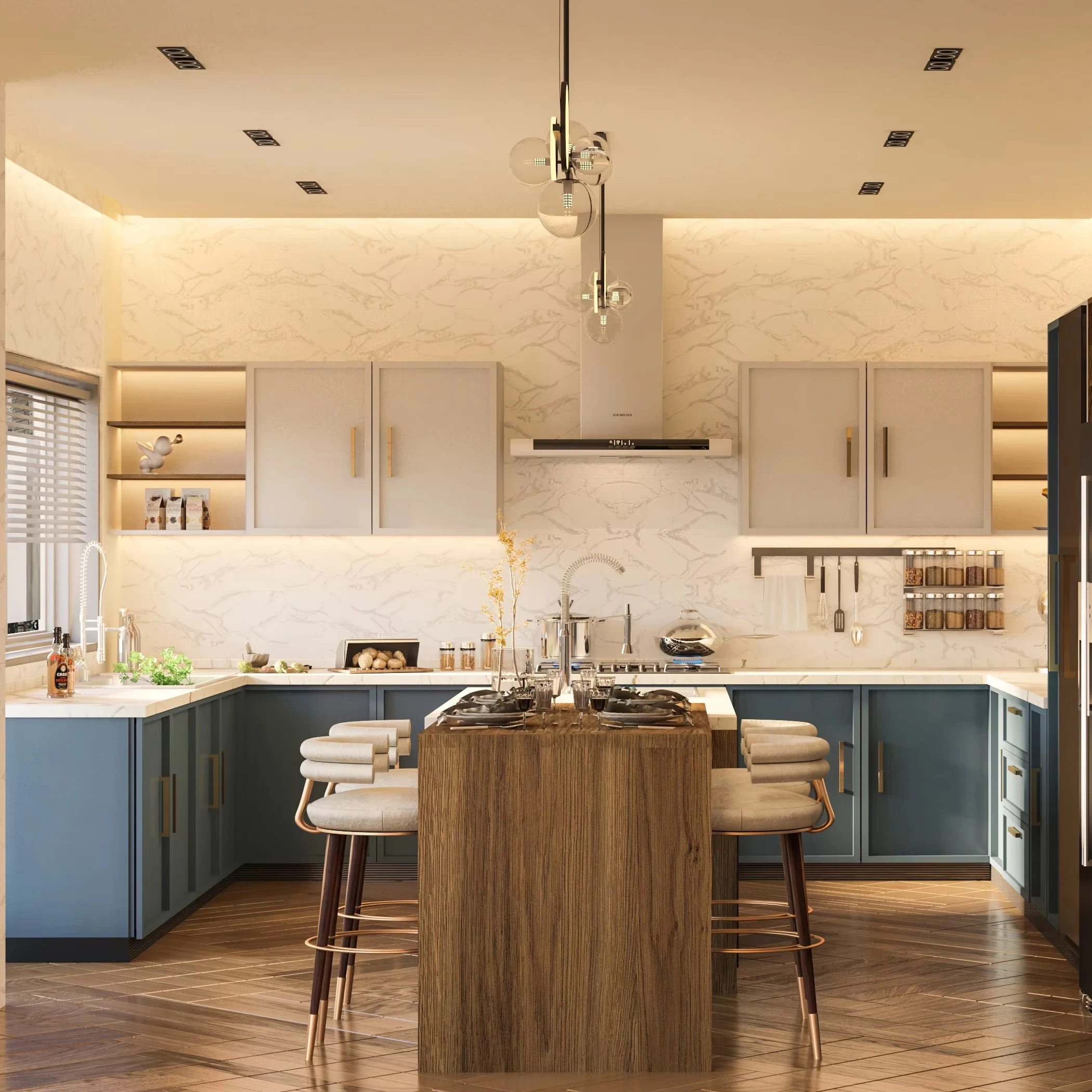 

TLF Reserve Made Waterproof MDF Modern Kitchen Island Cabinet Set with Sink