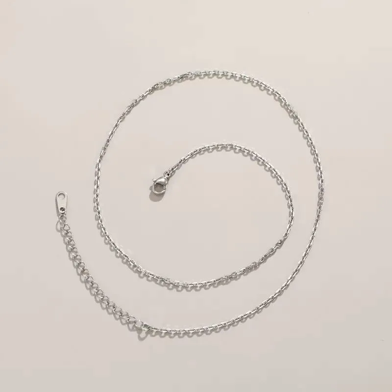 مجوهرات XP -(45 سم × 1.5 مم) 24 ك 14 ك ضوء 18 ق مطلي بالذهب الأبيض قلادات صغيرة على شكل حرف O للرجال والنساء مجوهرات الأزياء