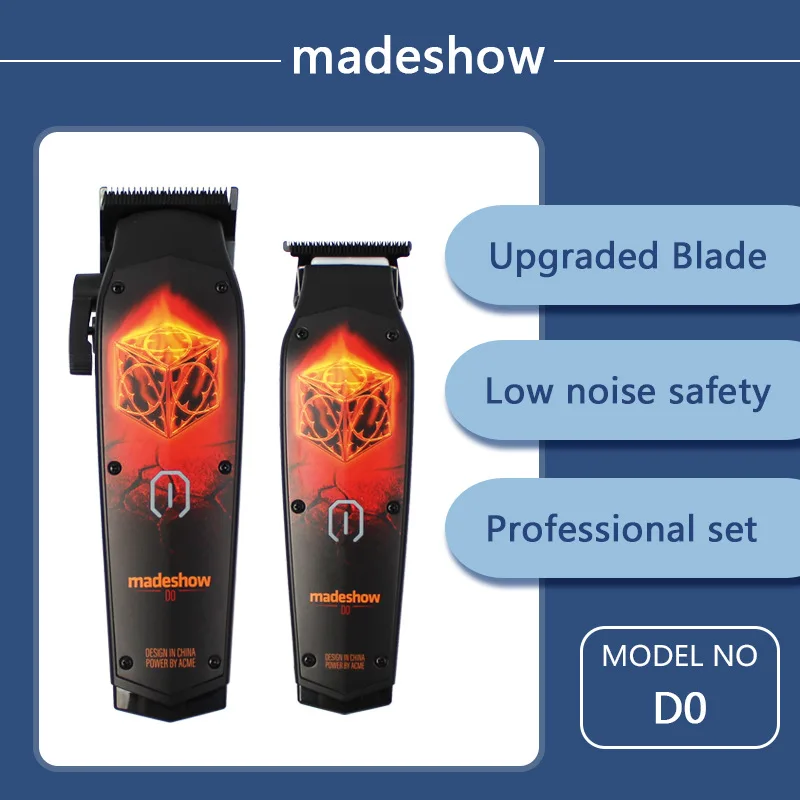 D0 MadeShow M10+M11 New Professional Hair Clipper+Trimmer Set 0.1mmMair Cutting Machine Cutting T Blade High Speed High Quality