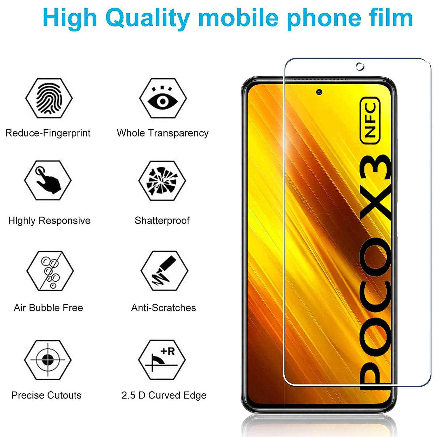 لXiaomi POCO X3/X3 Pro/X3 nfc/X3 GT HD فيلم الزجاج المقسى