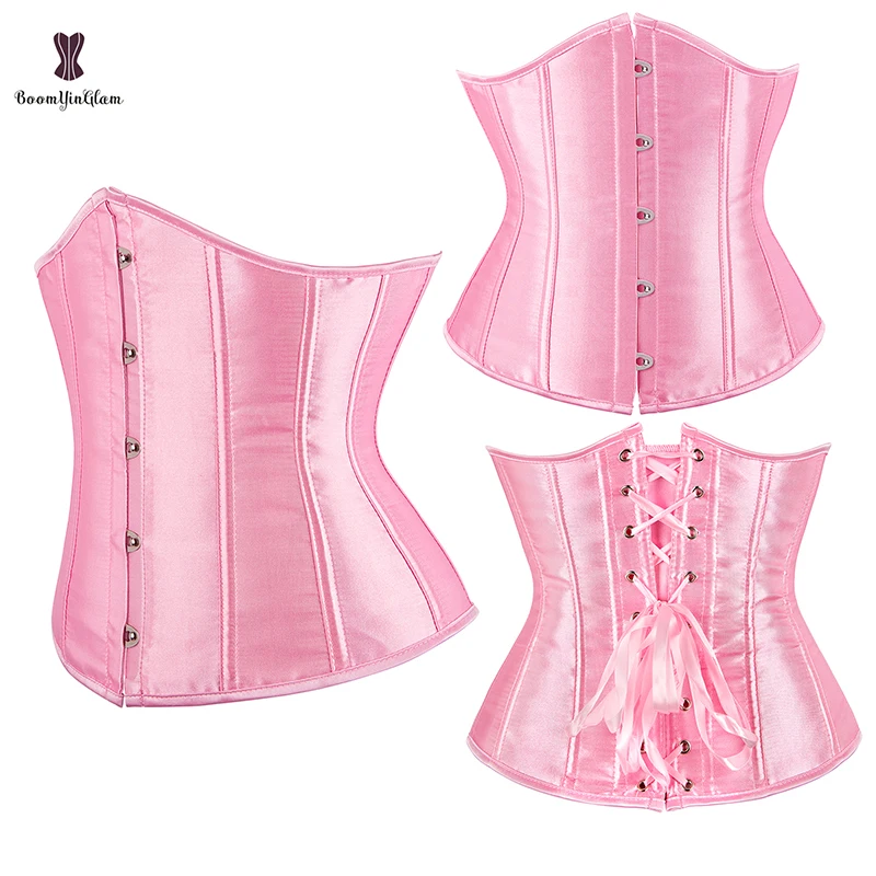 8 Colors Available Women Burlesques Gothic Gorset Plus Size Satin Underbust Corselet With G String Waist Training Corset28335#