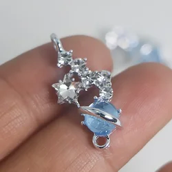 WZNB 5Pcs Crystal Planet Charms Meteor Stars Alloy Pendant for Jewelry Making Handmade Earrings Necklaces Diy Accessories