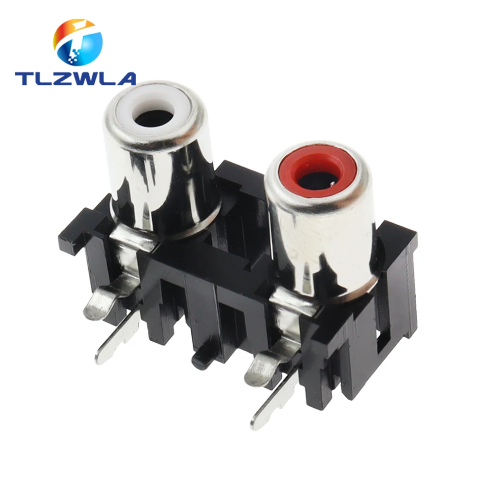 100Pcs Rca Socket Audio-aansluiting Av Lotus Socket AV2-5 2-Hole Socket Wit Rood