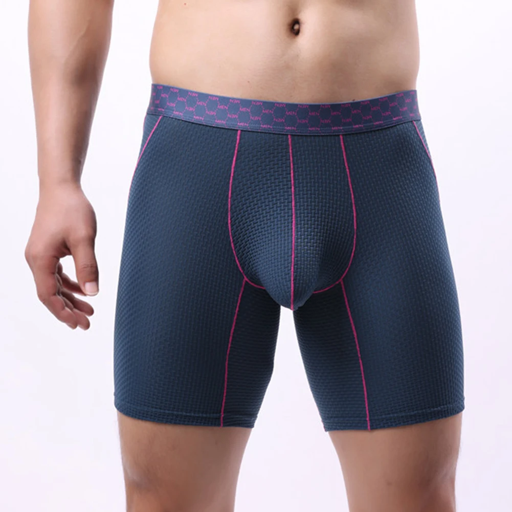

Mens Workout Gym Shorts Long Ice Silk Mid Rise Boxer Briefs Anti Chafing Tight Underwear Breathable Quick Dry Sports Underpants