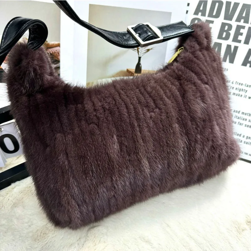 

Mink Fur Women's Bag Plush Handbag Tote Bag Women's Fashion Shopping Bag Large Capacity Shoulder Bag Luxury Design Plush Bags