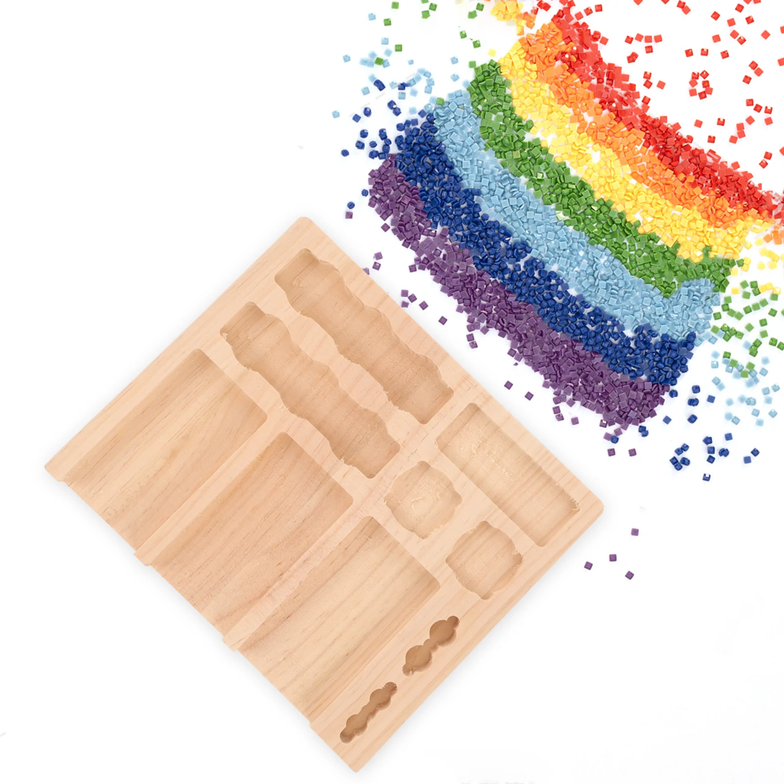 

Diamond Tray Organizer Natural Wood High Cleaning Height Space Tray Holder for DIY Drill Tool Storage and