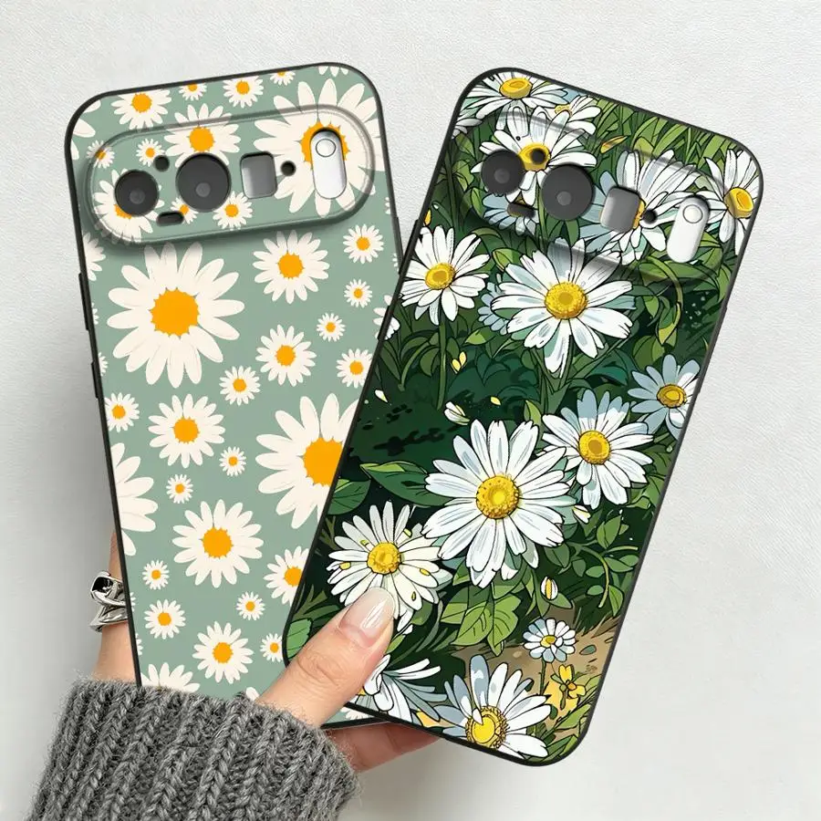 Coque pour Google Pixel 10A 7a 9a 8a 6 7 8 Pro 10 9 Pro XL 6a, housse de téléphone, vert menthe, fleur de marguerite