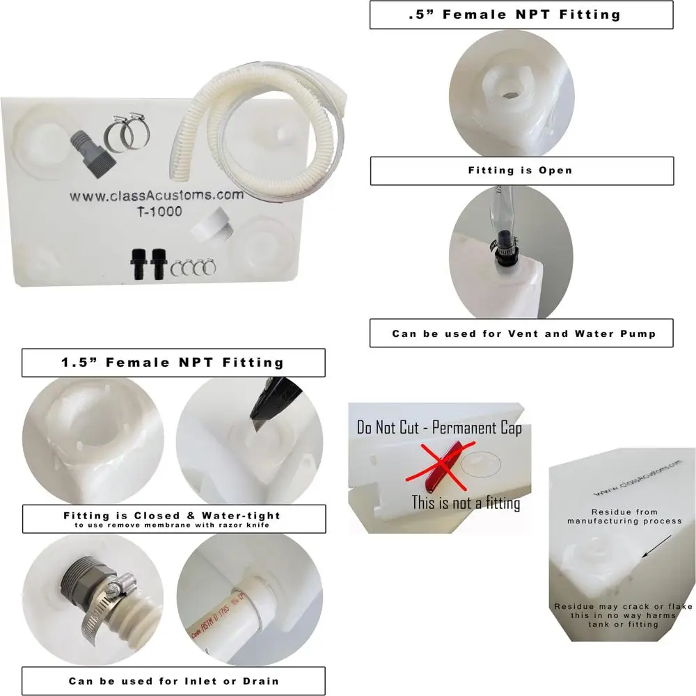 Kit de plomería y depósito de agua dulce de 10 galones para vehículos recreativos - Clase A T-1000-BPK