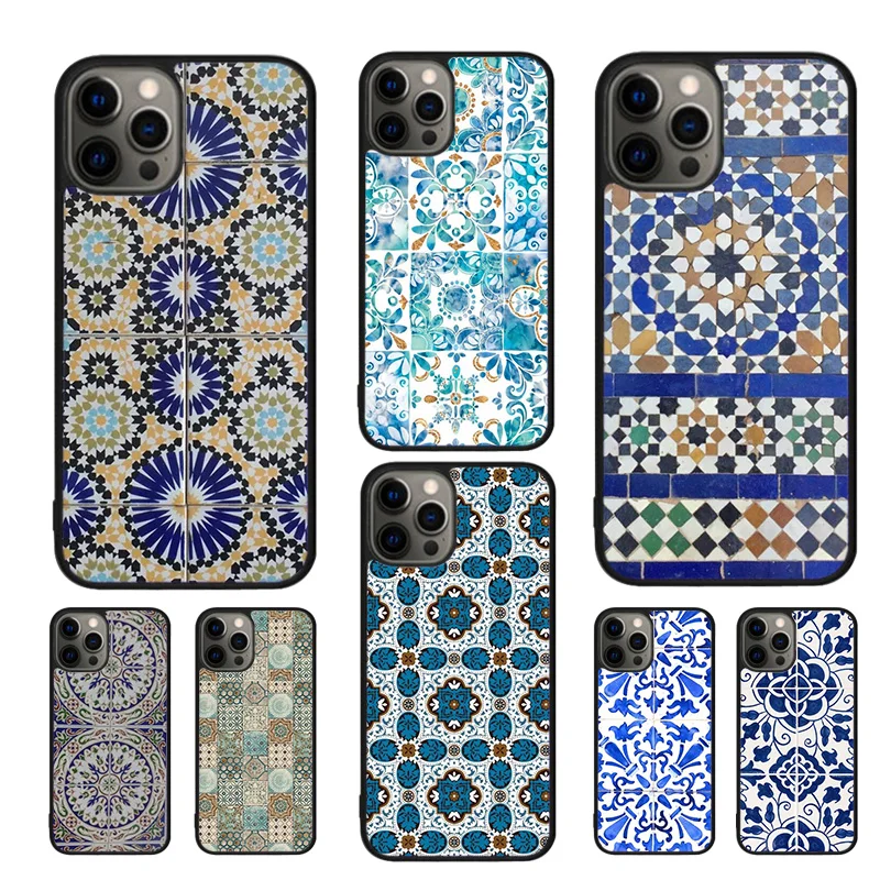 Moroccan Tiles Pattern  Phone Case For iphone 16 15 14 11 12 13 mini Pro  XR XS MAX Plus SE coque Cover Shell