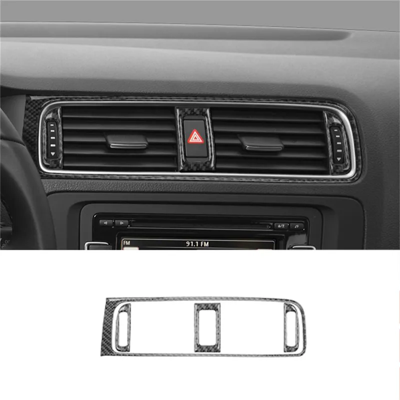 

4pcs Car Central Air Outlet Vent Panel Cover Carbon Fiber Sticker For Volkswagen Jetta 2011-2014 Interior Accessories