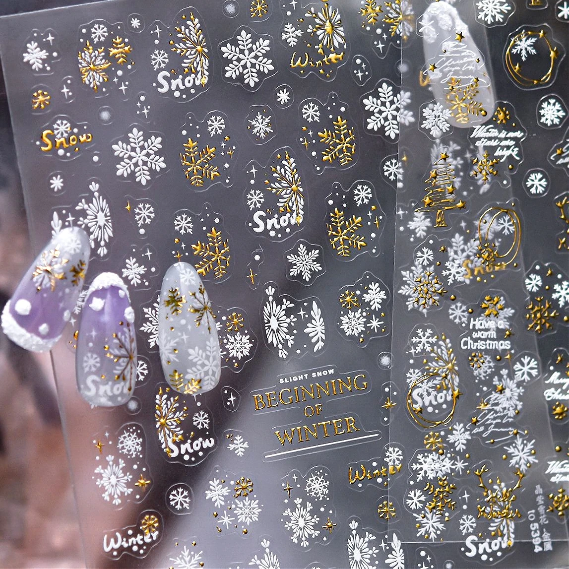 Polvere glitter invernale Fiocco di neve Albero di Natale Ghirlanda Stella Bowknot Sfera di cristallo Pupazzo di neve Babbo Natale Decalcomanie per adesivi per nail art fai da te