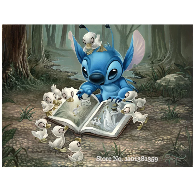 Disney Cartoon Lilo Stitch Diamond Painting Round Diamond Mosaic Embroidery Childrens Room Home Decor Handwork EE3018