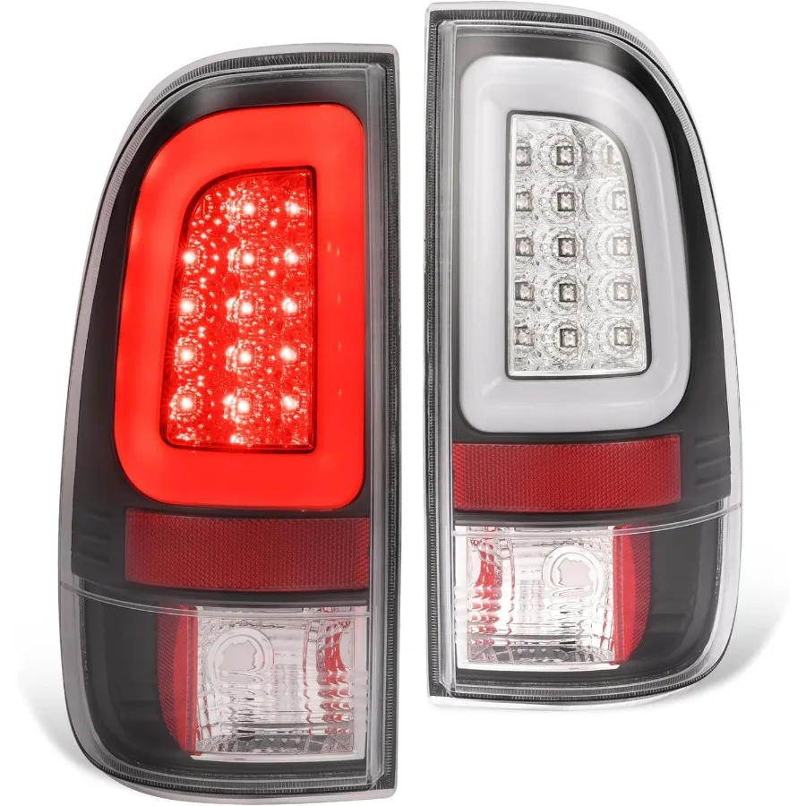 

Tail Light Pair Compatible with 20082016 F250 F350 F450 F550 Super Duty Rear Lamp LR with LED Tube Bar Clear Lens and Chrome H
