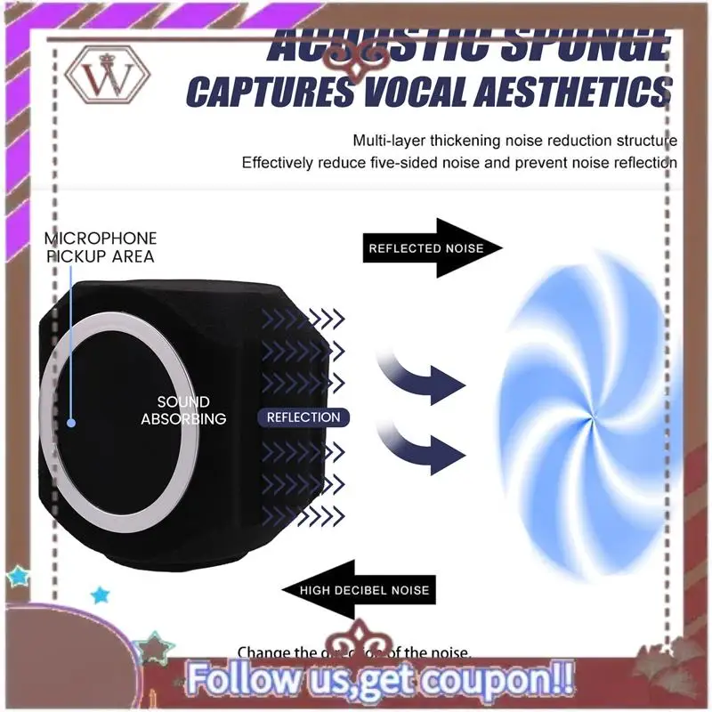 ABBG-C5 Universal Studio Mic Screen Live Recording Microphone Anti-Interference Noise Reduction Wind Screen