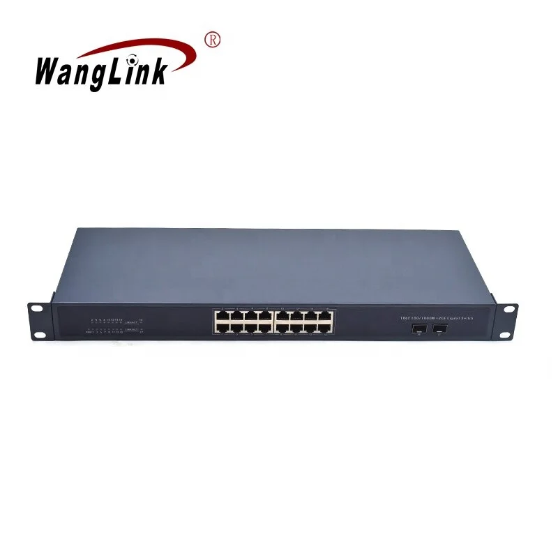 

Wanglink Unmanaged 16 Ethernet port 2 SFP Networking HUB Switch 10/100/1000Mbps Rackmount Din