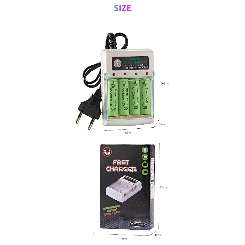 AA / AAA Battery Charger 2 4 Slots AC 110V 220V For NI-MH /NI-CD AA AAA Charging 1.2V Rechargeable Battery Charger