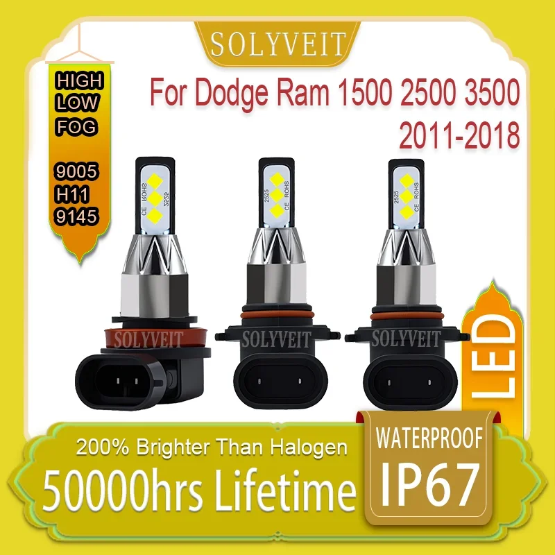 

Long-Lasting 1-Year Warranty LED Headlight Foglight 9005 H11 9145 LED For Dodge Ram 1500 2500 3500 2011 2012 2013 2014 2015-2018
