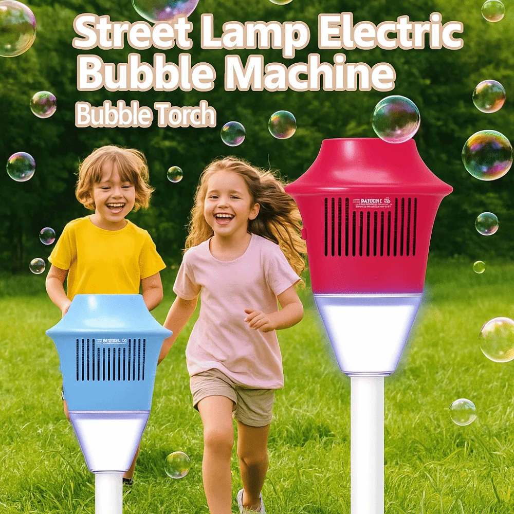 Fully Automatic Stand Bubble Machine with Light & Music Children's Toys Bubble Soap Blowing Street Light Bubble Machine