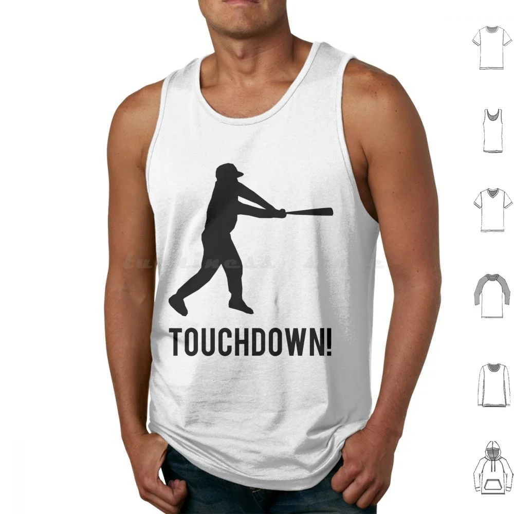 Baseball Touchdown Tank Tops Vest Sleeveless American Baseball Football Funny Home Run Homerun Sports Swinging