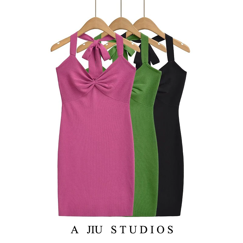 

Pure Desire Sexy Bal V-Ne Knitted Wrap Ne Dr Women Summer Slimming Hot ort Skirt Hanging Ne Gown Casual Wear