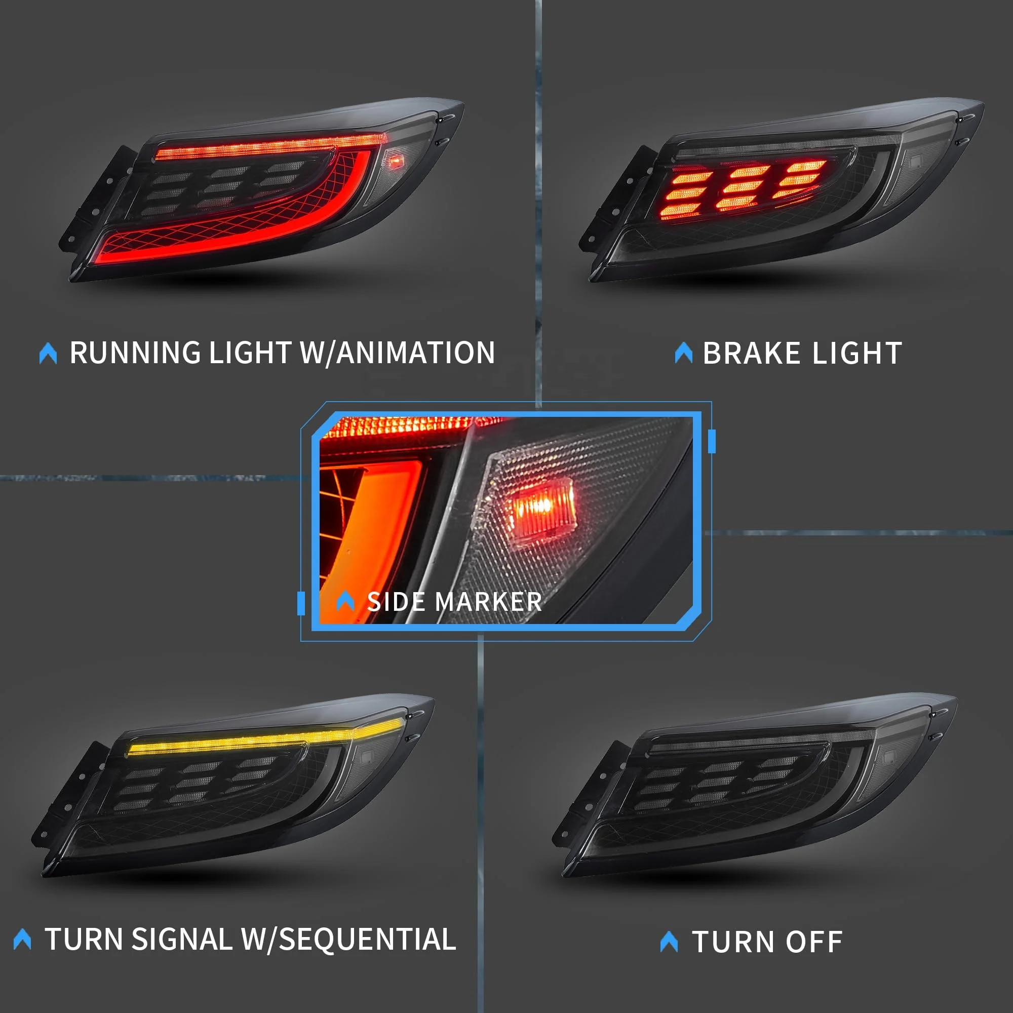 ee-For Toyota GR86 Subaru BRZ 2022-2024 LED Tail Lights Assembly Fit for ZN8 ZD8 Rear Lamp W/ Amber Sequential Smoked Lens