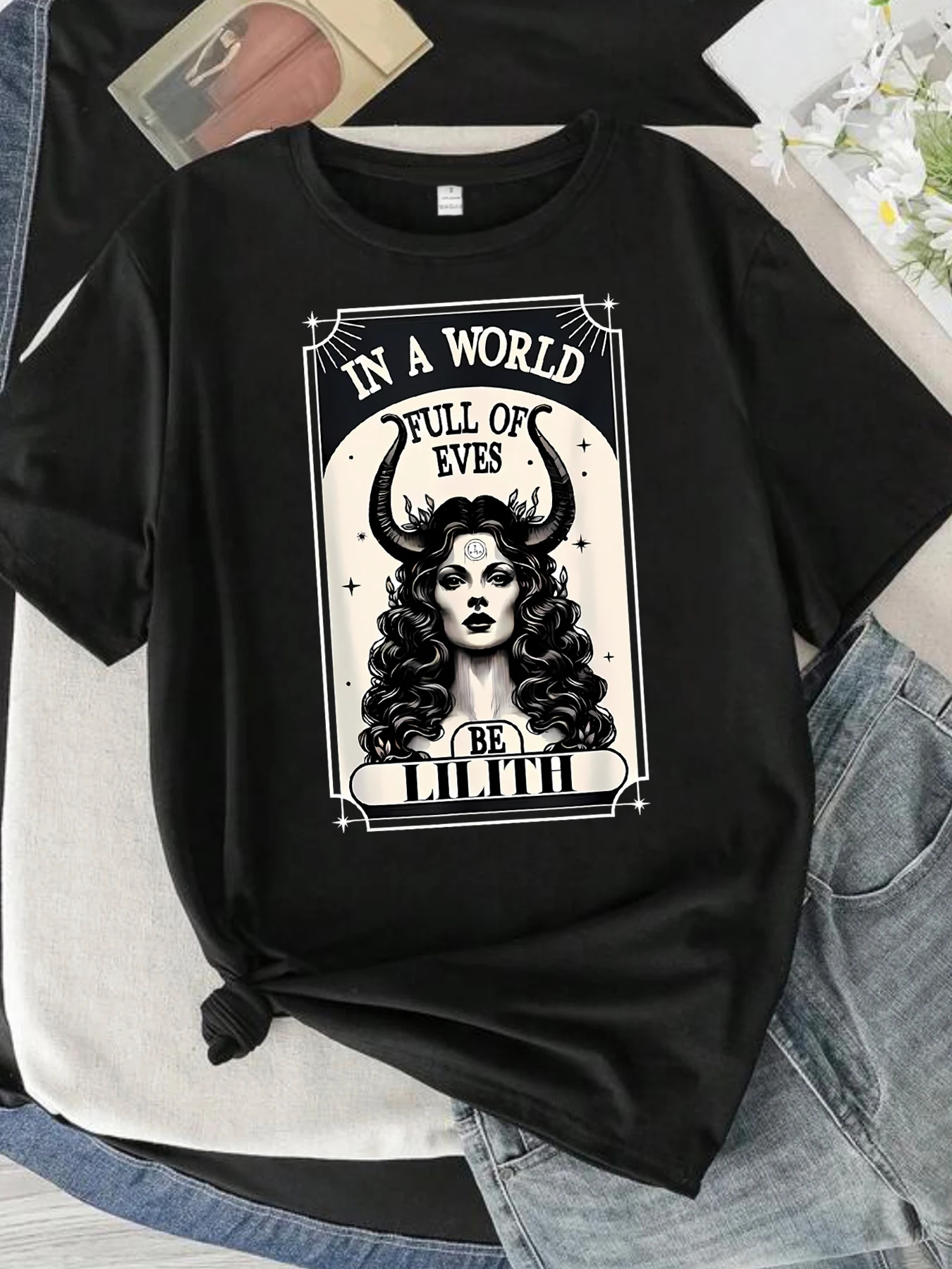 

Character and letter pattern round neck plus size women T-shirt short sleeve trend printing elastic half sleeve T-shirt