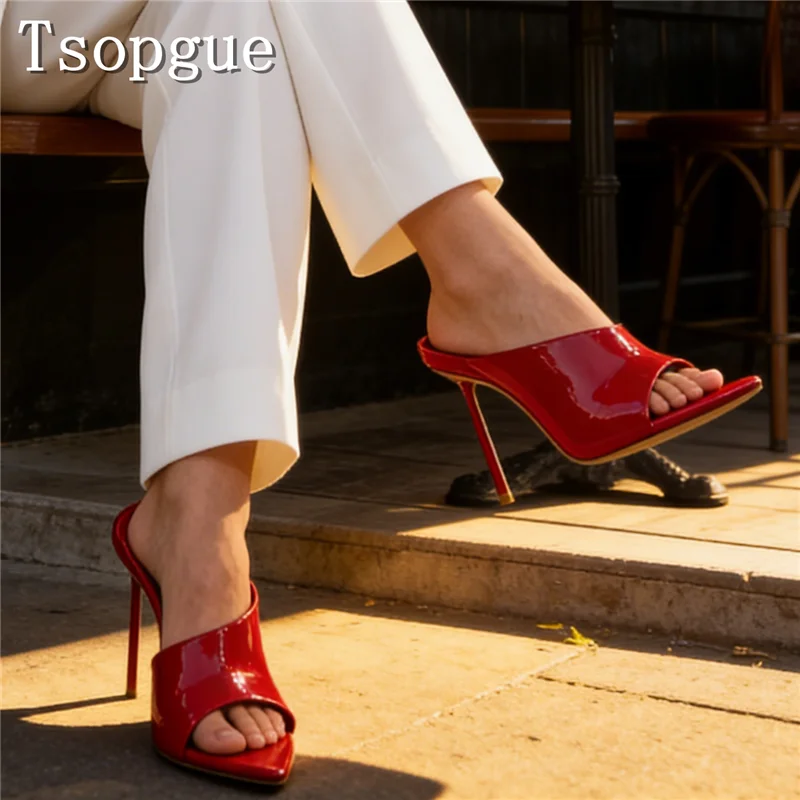 

Asymmetrical Design Pointed Toe Stiletto Mules Women New Fashion Sexy Slip-On High Heel Sandals for Party Club Night